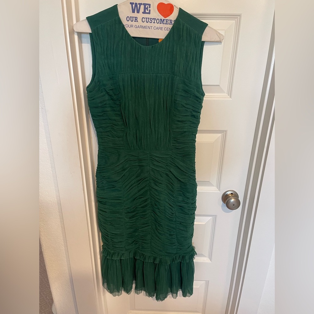 Tory Burch Ethel Textured Green Midi Dress